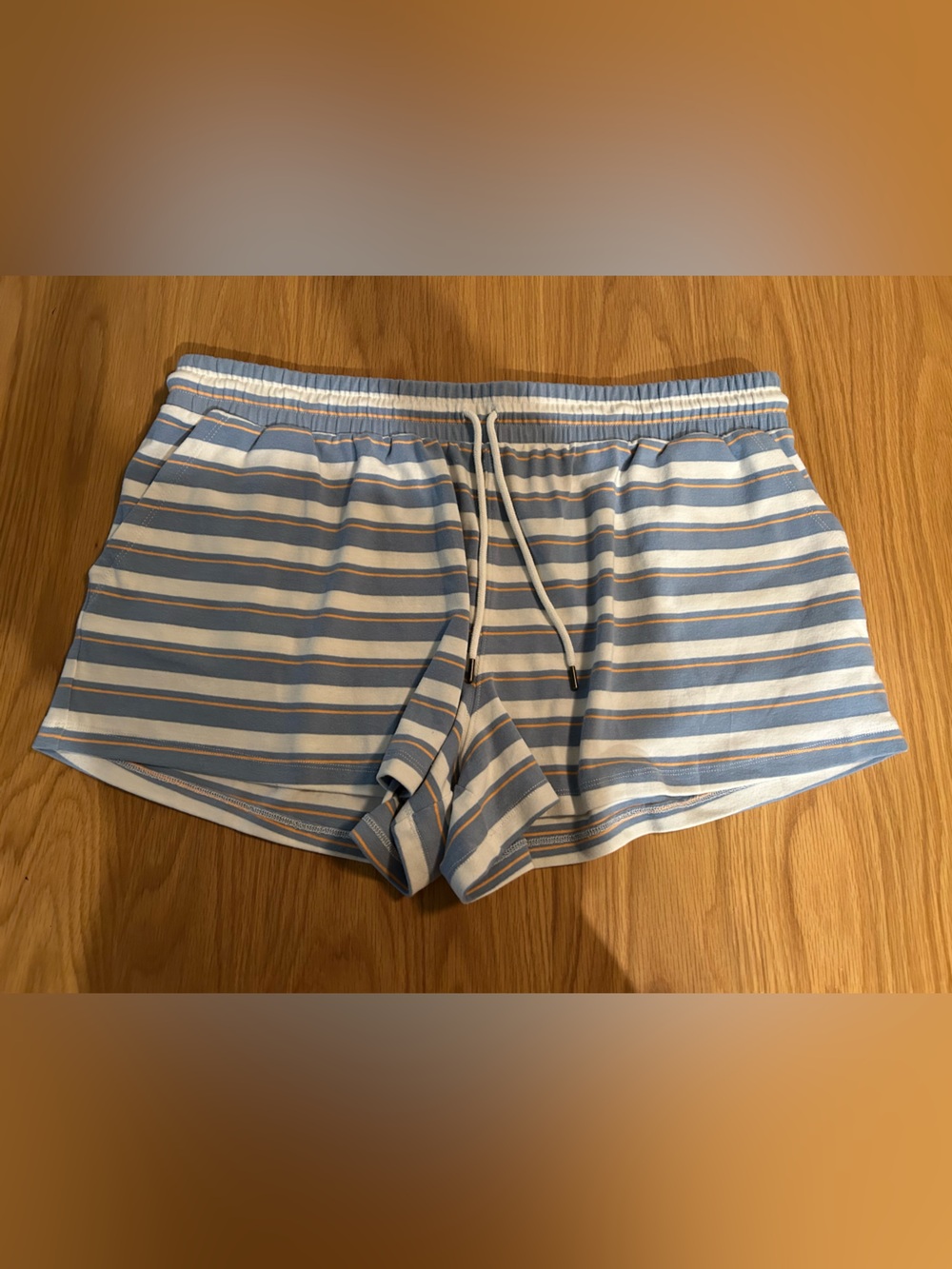 High-Rise Drawstring Knit Shorts - Parke x Target Blue/Orange Stripe XXL NWOT
